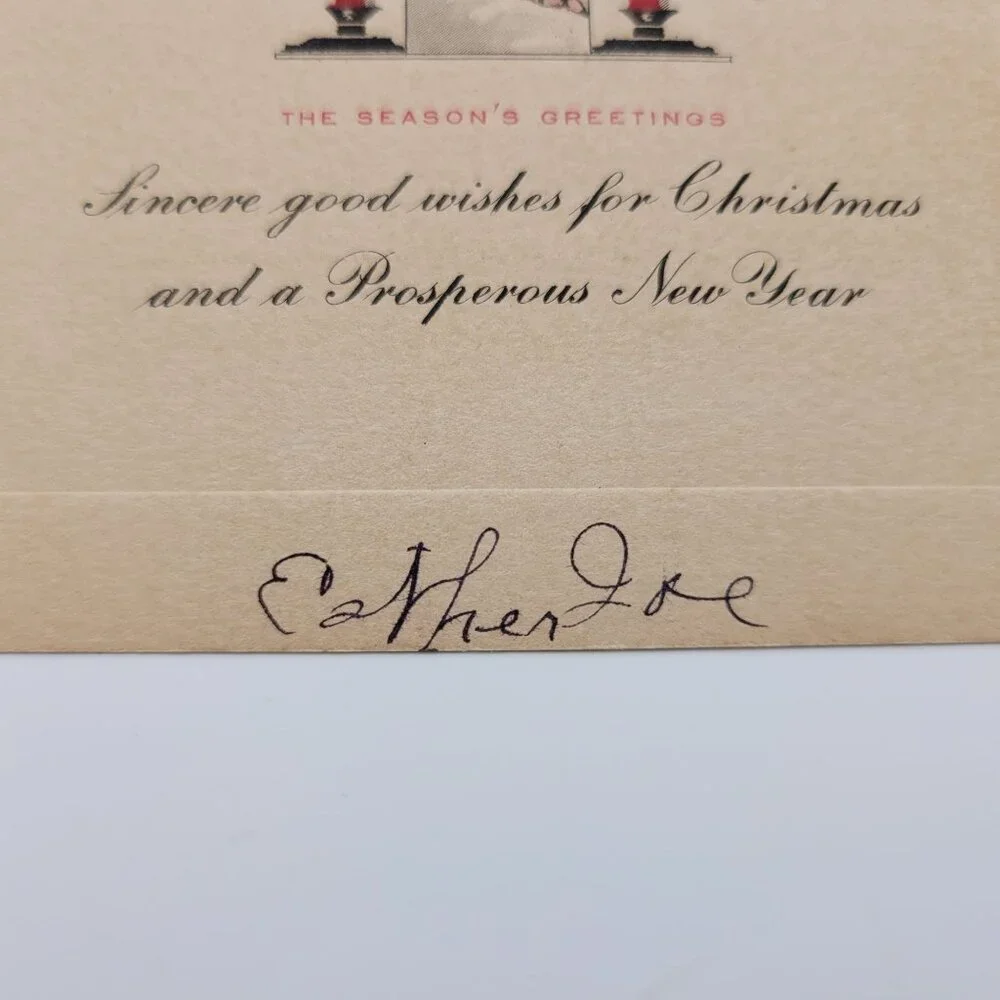 Vintage Christmas Greeting Card Signed Esther Collectible Holiday Crafting Retro